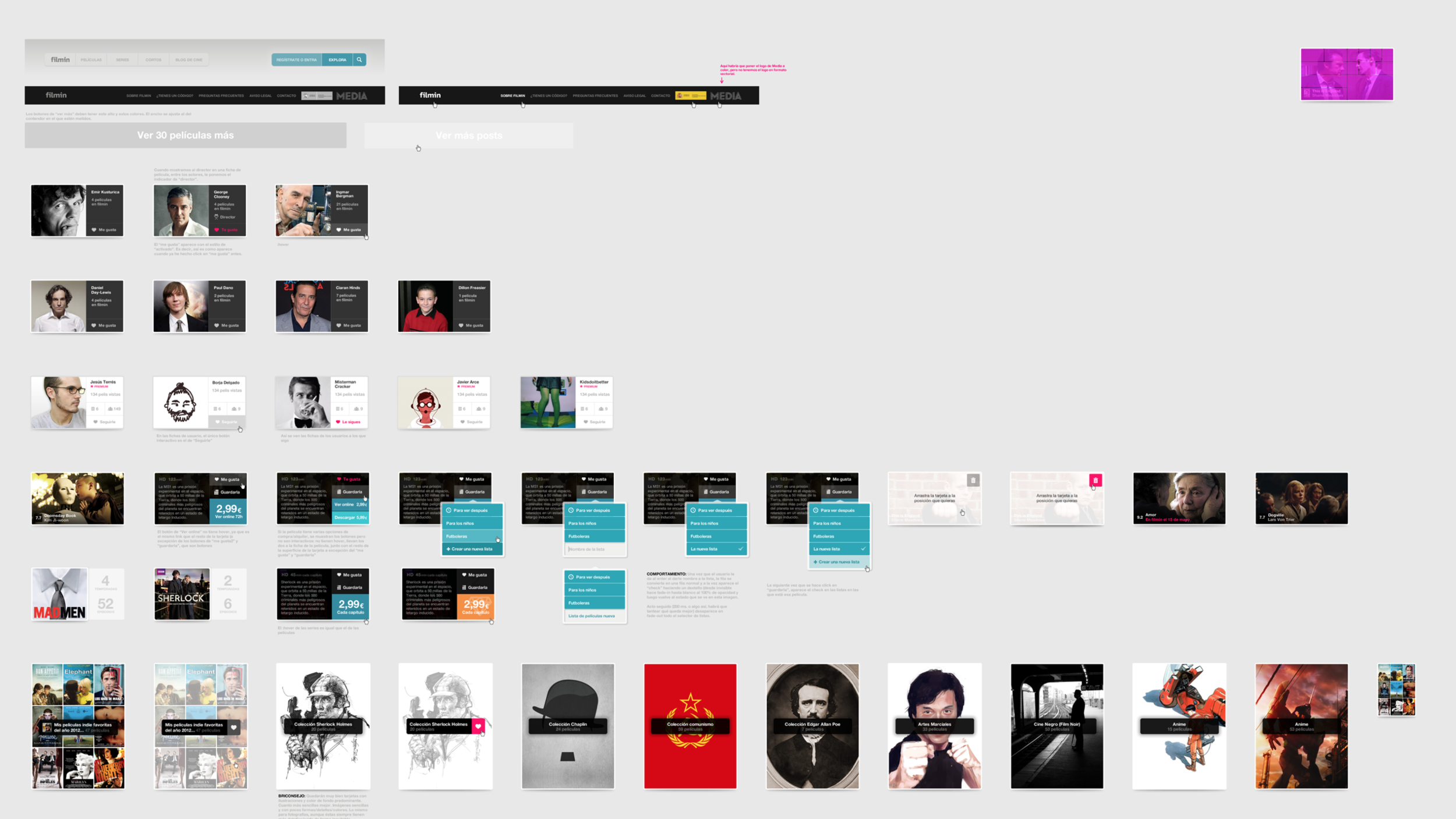  Fragmento del sistema de diseño de filmin.com, que aplicaba al contenido pero no tanto a los contenedores. 